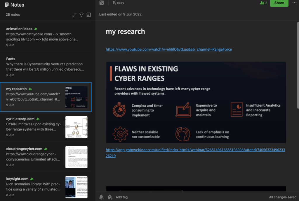 Market research board comparing competitor homepages